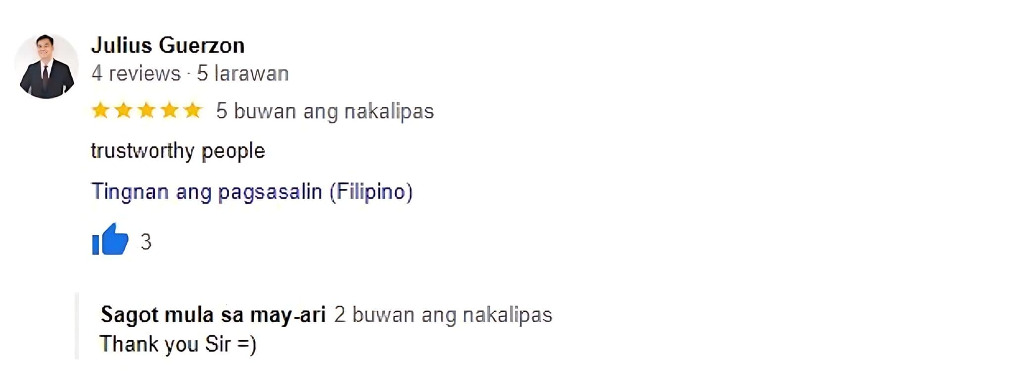 Testimonial from Julius G.